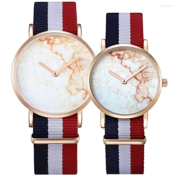 Orologi da polso CAGARNY Orologio da uomo Casual Cinturino in nylon Bracciale Orologio da polso in oro Regali di moda per gli amanti Orologio al quarzo maschile Orologi da coppia femminili