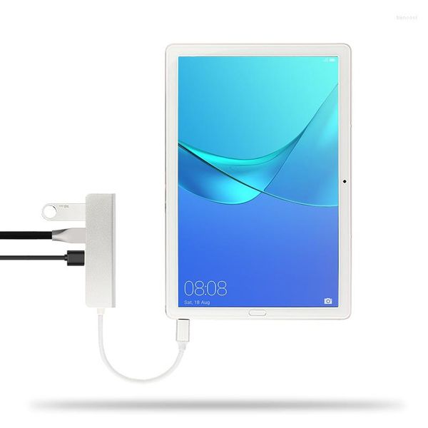 HUB tipo C 5 in 1 Adattatore USB-C in lega di alluminio Porta USB 3.0 Lettore di schede SD/TF per Huawei MediaPad M5 Lite 10 10.1 Custodia per tablet PC