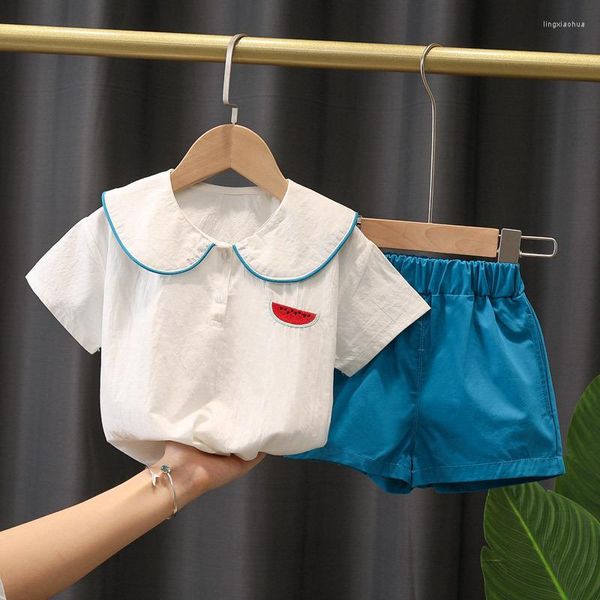 Set di abbigliamento Neonate Vestiti estivi Set di completi Top a maniche corte Pantaloncini Abiti per bambini di 1 anno Compleanno Frutta