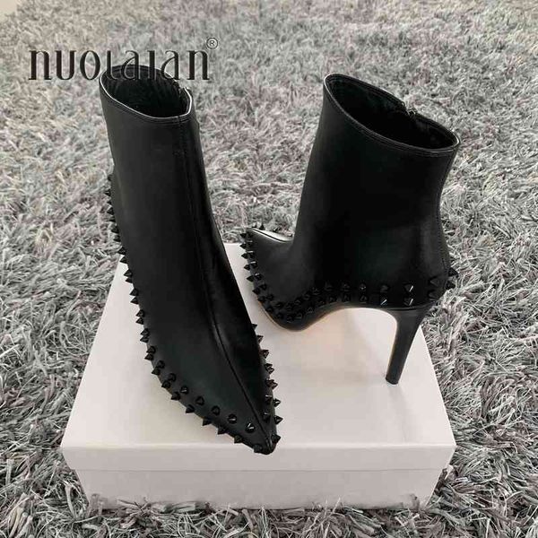 Boots 2020 Brand Fashion Women Boots Sexy High Heels Tornozelo para Rivet Winter e Sapatos de Mulheres de Autumn Plus Tamanho 4-11 220901