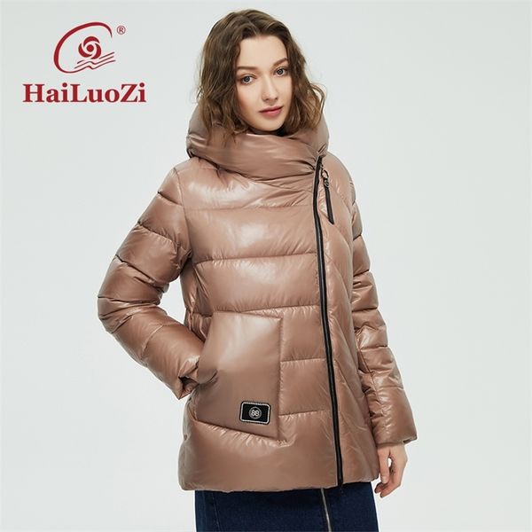 Womens Down Parkas Hailuozi Womens Winter Jacket Classic Spearce Series Short Slim Down Down Est Design Женщины с капюшоном Parka 65 220902