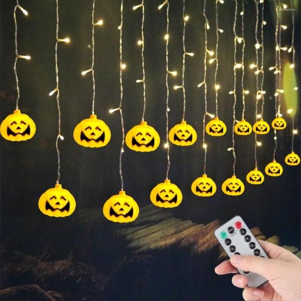 Stringhe 3,5 M 96 LED Luci per tende Stringa di zucca di Halloween per la decorazione del patio del giardino interno all'aperto della festa di Natale