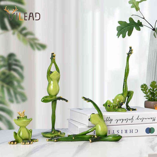 Objetos decorativos Figuras Vilead Resin Yoga Figuras Figuras Artesanato de Jardim Decoração Varanda Ornamentos de Animais Acessórios para Decoração de Casa Interior T220902