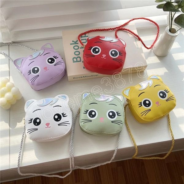 Mini borsa a tracolla per bambini Cute Cat Cute Baby Girls Princess Coin Purse Handbags PU Leather Boys Kids Small Messenger Bag