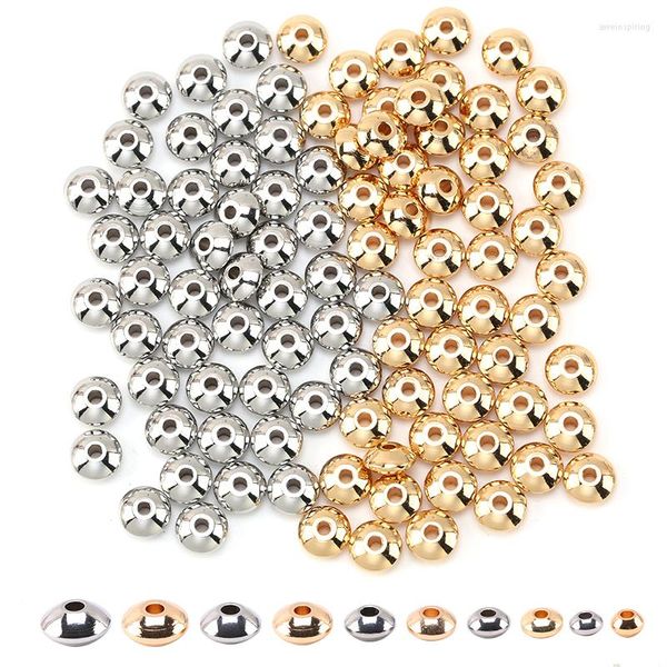 Perline 4-8mm 304 acciaio inossidabile distanziatore originale color oro metallo rotondo abbaco allentato per creazione di gioielli braccialetto fai da te