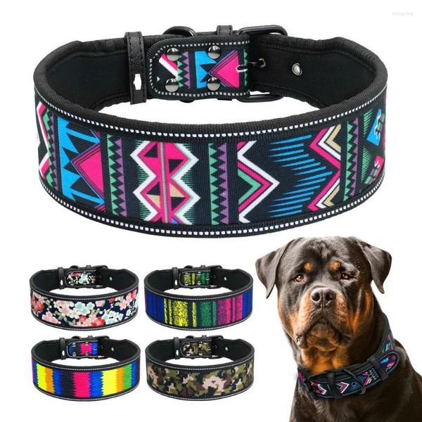 Hundehalsbänder, Nylonhalsband, reflektierend, für Hunde, atmungsaktiv, gepolstert, gestreift, Pitbull, Deutscher Schäferhund, mittelgroß, groß, S, M, L