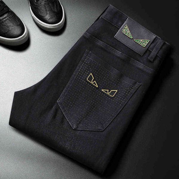 Calça Jeans Estampada Alta Estampada Masculina Outono Moda Estampada Trend Cinza Preto Calça Scratch Fit