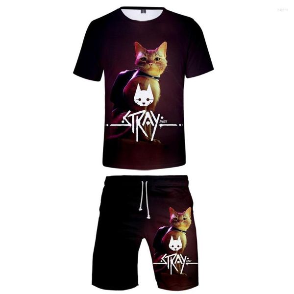 Trass de pista masculino Stray Tshirt 3D Tracksuit Unisisex Duas peças Conjunto de roupas de rua de rua de duas peças Pant Harajuku Moda