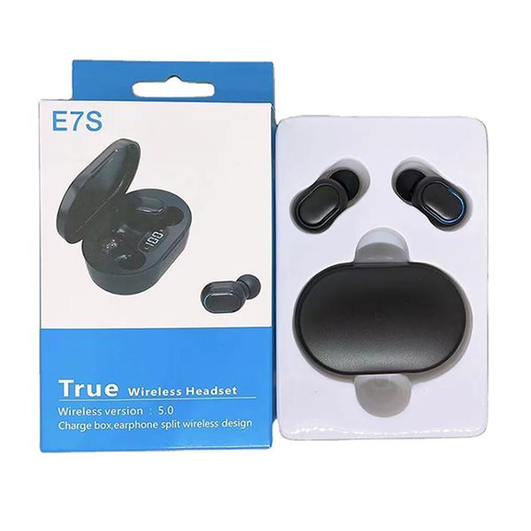E7S Bluetooth-Headsets TWS Drahtlose Ohrhörer Kopfhörer Hifi Sound BT 5.0 LED-Digitalanzeige-Kopfhörer mit Einzelhandelsverpackung
