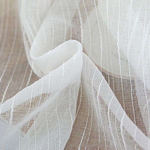 Cortina tule listrado branco para sala de estar Japão estilo linho voile pura janela quarto cozinha cortinas personalizadas