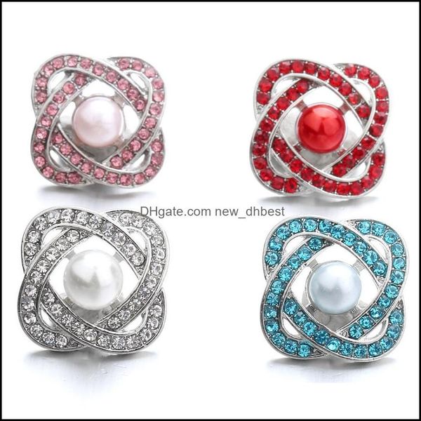 Tıkıklar kancalar Noosa Snap Takı Twisted Crystal Clover Hollow Düğmesi Uygun 18mm Bilezik Kolye Bırakma Teslimat 2021 DHSELLER2010 DHTTK BEVİN