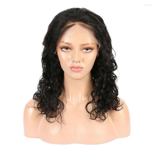 Oulaer Lockiges Echthaar-Perücke, kurzer Bob, 13 x 4 HD, transparent, Spitzenfront, für schwarze Frauen, vorgezupfter natürlicher Haaransatz, gebleichte Knoten