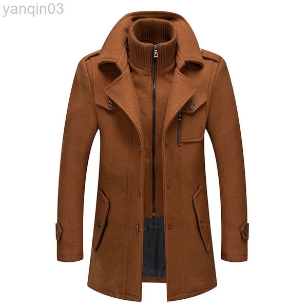 Мужские костюмы Blazers Зимние шерстяные смеси куртки осень твердый цвет холодные трусы Oversoat Doublar Casual куртка L220902