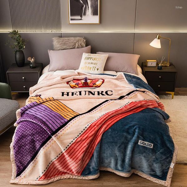 Coperte La morbida coperta da letto in tessuto di flanella spessa stampata alla moda porta un sonno caldo a casa nel freddo inverno