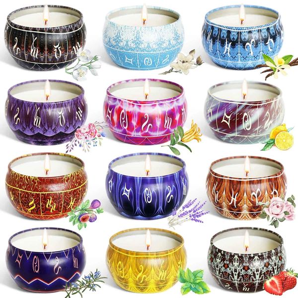 Velas 12 Constela￧￵es Conjunto de presentes perfumados para mulheres Candle Home Soy Wax 2,5 on￧as Appeidade port￡til Packing2010 AMPRB