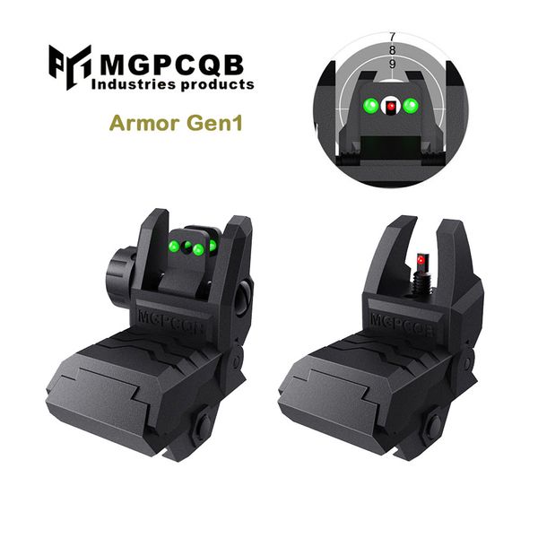 Модернизированный MGPCQB Fiber Scope Armor Gen 1 Резервный передний и задний складные прицелы Откидной красный зеленый оптоволоконный прицел для M4 AR15 подходит для 20-мм планки Пикатинни Вивера