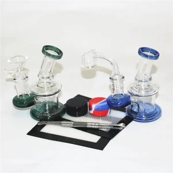 Wasserpfeifen, Glasbongs, berauschende Mini-Bongs, Dab-Rigs, kleine Bubbler-Becher, Recycling-Öl-Rig mit 4-mm-Quarz-Banger-Schüssel, Dabber-Werkzeug