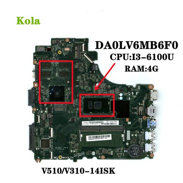 Motherboards DA06MB6F0 Für Lenovo V310-14IKB V510-14IKB V310-14ISK E42-80 Laptop Motherboard Mit I3-6100U RAM 4G 100% Vollständig Getestet