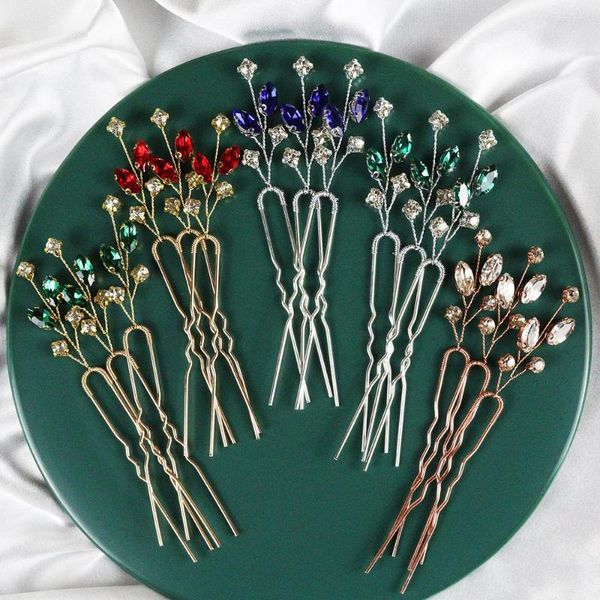 Cabeças de cabeceira acessórios para cabelos de casamento verde artesanal 3pcs pino para mulheres jóias de cabeça vermelha shinestone helterno de cabeça noiva noiva