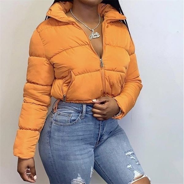 Womens Down Parkas Moda Autunno Donna Piumino Solid Zipper Giù Cappotto corto Inverno Lady Sexy Outfit Donna Casual Streetwear Commercio all'ingrosso 220902