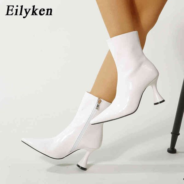 Boots Eilyken 2022 Новая белая зима заостренные пальцы на высоких каблуках Zip Women Angle Strange Style Booties Обувь 35-42 220901