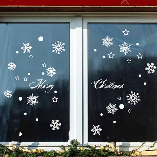 Weihnachtsdekorationen, 2 Stück, Fensteraufkleber, Partyzubehör, DIY, Stern, Schnee, Wandaufkleber, Winterjahr