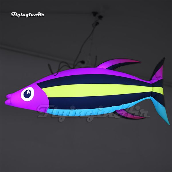 2m de comprimento LED Fish Fish Marine Animal Ar sopra o balão de peixe tropical colorido com luz para decoração de teto da loja