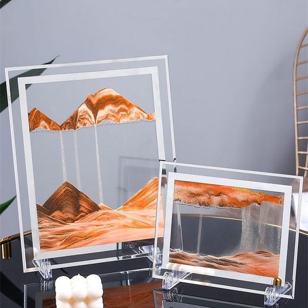 Objetos decorativos Figuras 3D Quadro de areia em movimento colorido Flowing Picture Glass Scape em movimento Pintura Pintura Decoração de casa 220902