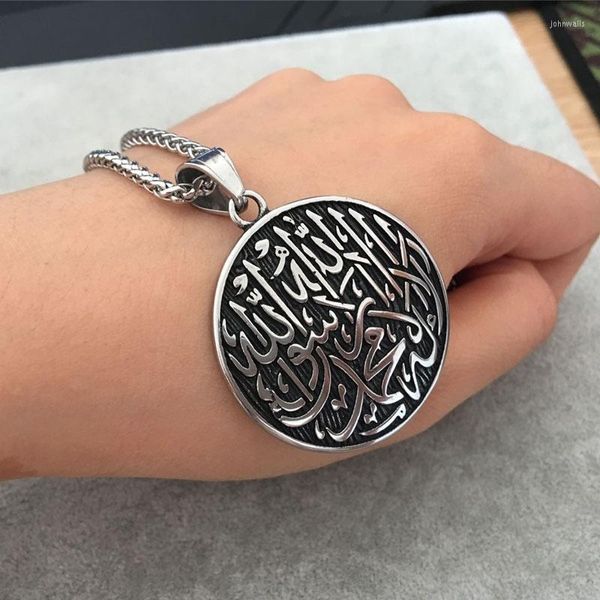 Colares pendentes Colar de cartão redondo muçulmano vintage para homens Mulheres Islâmica Jóias Amuleto Presente