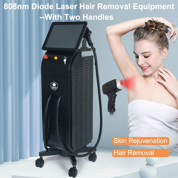 Diodo 808nm Laser Remoção de cabelo facial Rejuvenescimento 2 lida com a máquina de beleza