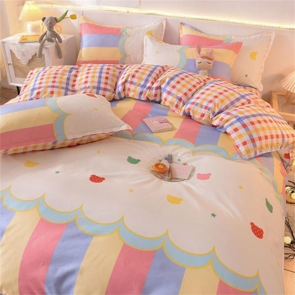 Set di biancheria da letto Set di biancheria da letto arcobaleno colorato con copripiumino Lenzuolo Federa Moda Versione AB Copripiumino Copripiumino Biancheria da letto per tutta la stagione 220901