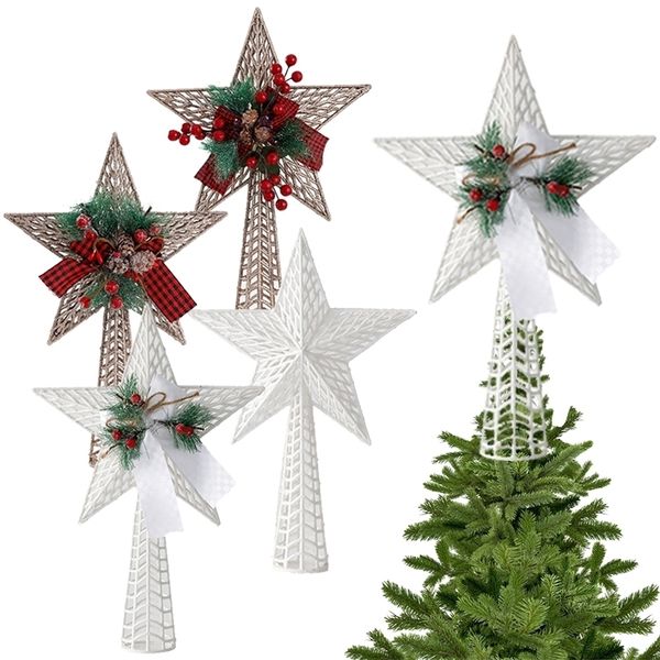 Decorazioni natalizie 1825CM Albero di Natale Stella Topper con pigna Decorazioni per bacche Albero di Natale Top Decorazioni Anno Ornamenti natalizi Navidad 220901