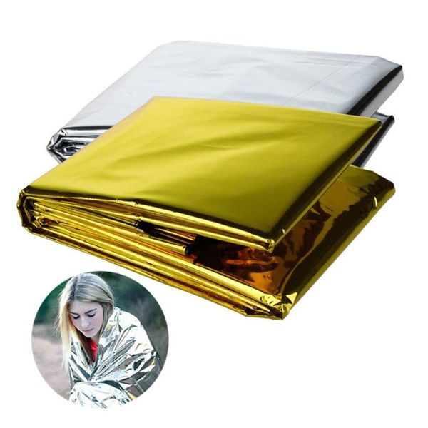 Outdoor-Pads, zusammenklappbare Notfalldecke, Silber/Gold, Survival Rescue Shelter, Outdoor, Camping, hält warme Decken, 210 cm x 130 cm