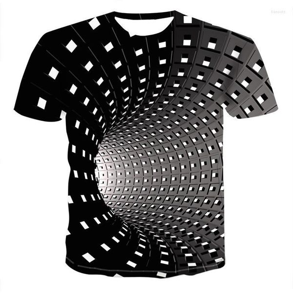 Мужские рубашки с головокружением Гипнотическая 3D-футболка мужская летняя печать футболки с коротким рукавом сжатие