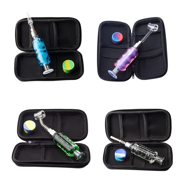 Headshop214 Gibina de vidro de vidro de vidro colorido de óleo de resfriamento dentro do núcleo Tubos de fumantes 510 TIPA TIPANIUM BANGER BANGER PILD 45/90 graus Dabber Tool Silicon Jar Bag portátil