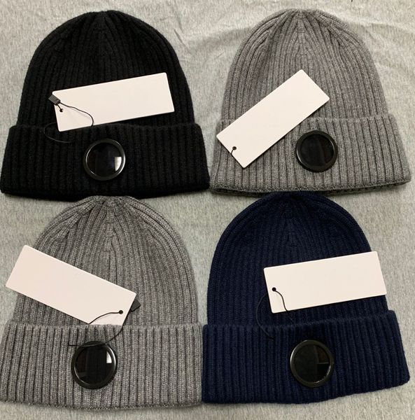 Grã-bretanha designer uma lente óculos gorro masculino chapéu de malha crânio bonés ao ar livre gorro feminino inverno preto cinza le chapeau