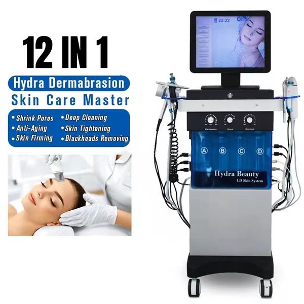 12 in 1 microdermoabrasione facciale a ossigeno PDT Macchina per il trattamento del viso con luce a led Dermoabrasione a diamante Trattamenti per il viso Lucidatura Pulizia profonda Apparecchiatura di bellezza