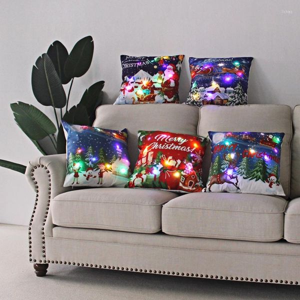 Pillow Case Weihnachten Rentier Blue Sky Fairy Lights LED Kissen Cover 45 45 cm gedruckte Abdeckungen Dekoration Geschenke