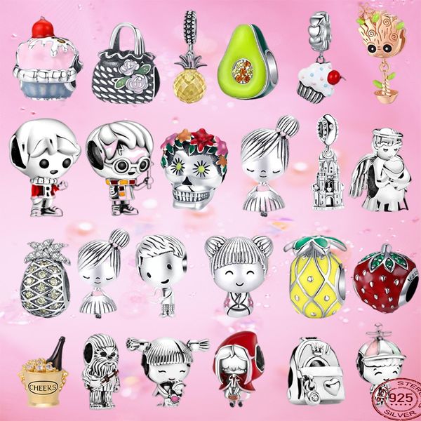 Charm-Anhänger aus 925er-Silber, passend für Pandora-Charm-Armbänder, Paar, kleines Mädchen, Junge, Charms, DIY-Feinperlen-Schmuck