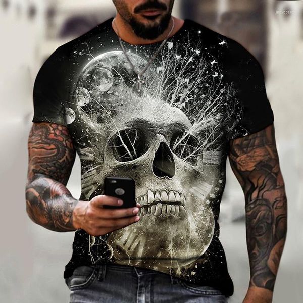 Camisetas masculinas camisetas masculinas Camiseta redonda Camiseta escura estilo 3d estilo divertido verão moda ao ar livre xl respirável streetwear casual