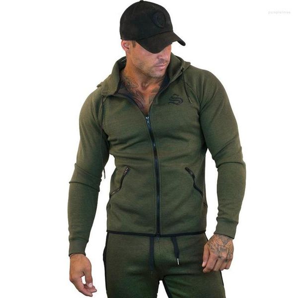 Tute da uomo Autunno da uomo Running Fitness Abbigliamento sportivo Abbigliamento da allenamento Tuta con cappuccio per il tempo libero giallo verde