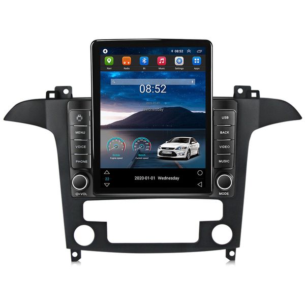 HD-Touchscreen 9 Zoll Android Auto Video GPS Navigation Head Unit für 2007–2008 Ford S-Max Auto A/C mit Bluetooth AUX Unterstützung Carplay DAB