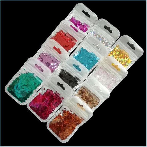 Decorazioni per nail art Decorazioni per nail art G/Bag Farfalla lucida Glitter Micro-pellicola Acrilico Olografico Paillettes dorate Fai da te 3D Polish Art Dhswz