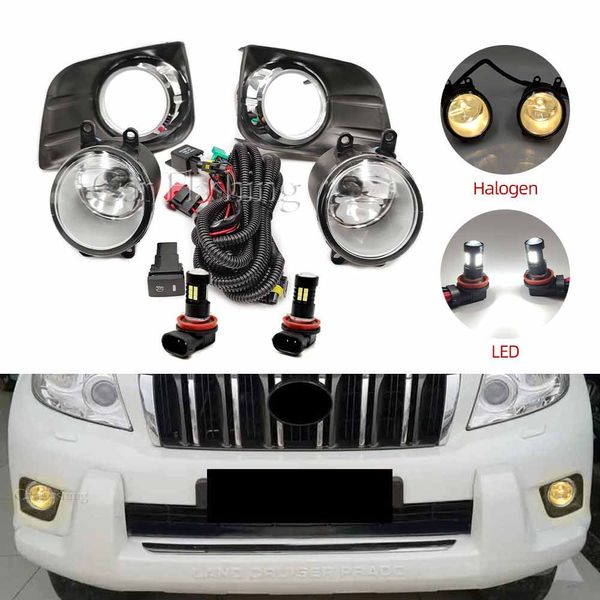 LED LUZES DE NEVELHA FOG LAMPER PARA TOYOTA LAND LAND CRIOR PRADO 150 FJ150 LC150 2012 2012 2013 Grade de capa de fiação do chicote Chrome Chrome