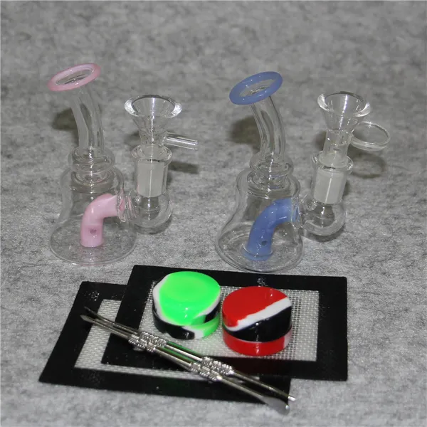 Nargile mini dab teçhizatlar kalın cam su bongs sigara cam borular beher bong ile 14mm duman boru yağı teçhizat