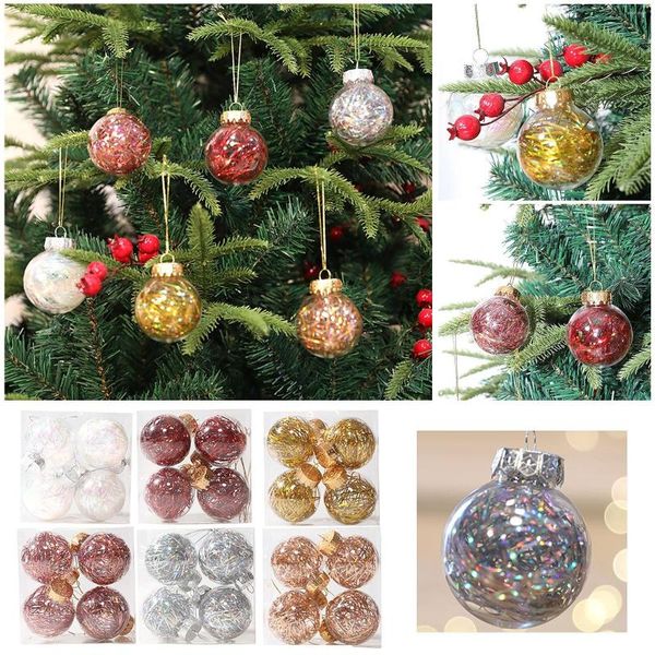 Decoração de festa 4pcs Rose Gold Christmas Balls Garden Home Tree pendurando ornamentos de bola de papel alumínio Navidad
