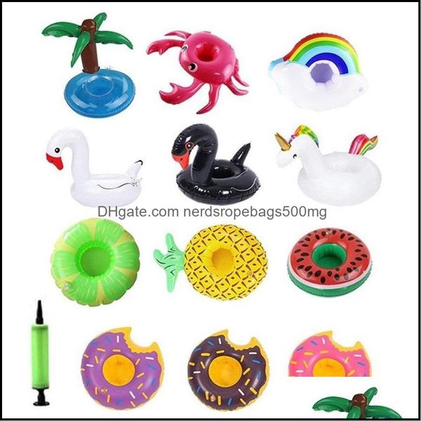 Diğer Havuzlar Şişirilebilir İçecek Kupası Tutucusu Colorf Mat Donut Flamingo Karpuz Limon Şeklinde PVC Yüzme Havuzu Yüzen Ma Qylgt Dhsel