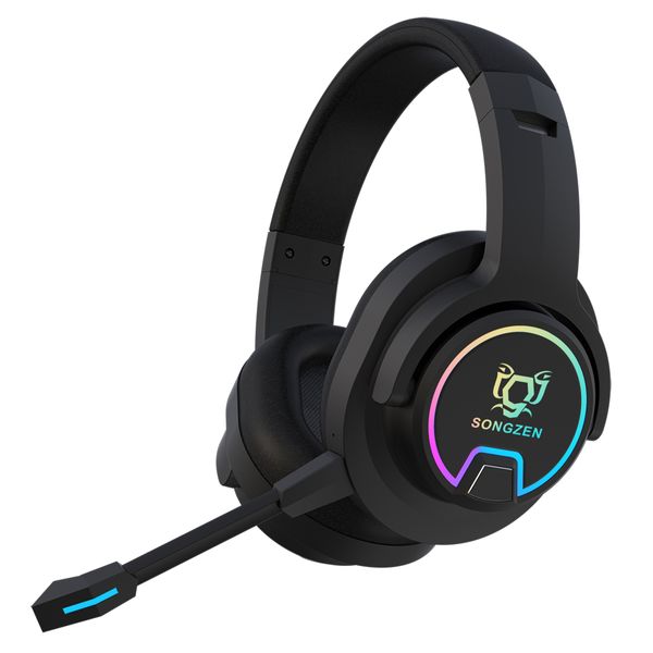 Cuffie Bluetooth 5.0 senza fili ENC Auricolari con cancellazione del rumore Risposta Cuffie con subwoofer da gioco RGB con microfono per PC PS4 PS5 Xbox One Switch