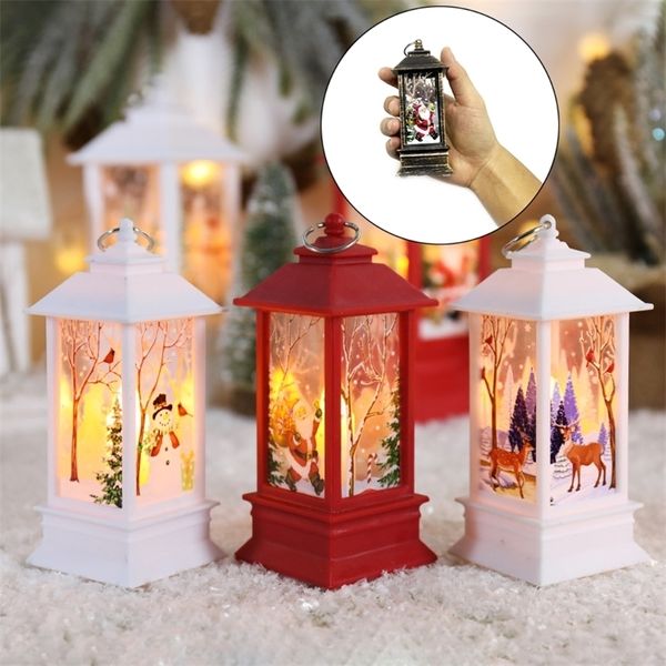 Decorazioni natalizie Mini decorazioni natalizie Hanging Prop Candele a LED Luce di Halloween Babbo Natale Pupazzo di neve Lanterna Lampada a fiamma Articoli per feste a casa 220901