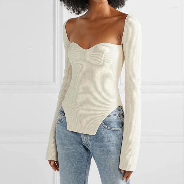 Ponts pour femmes en hiver et à l'été pour femmes vêtements de femme en cachemire Collier pleine manches élastiques hautes hautes pull sexy